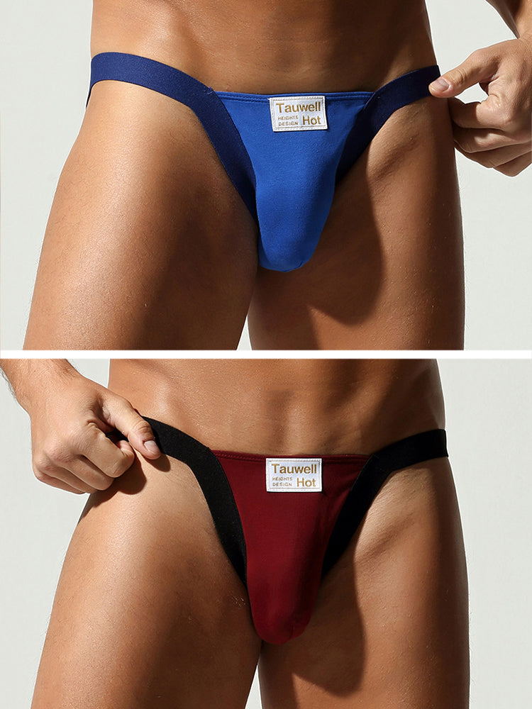 2 Pack Men's Ultra-Soft Cotton Low-Rise Sexy Anti-Chafing Stretch Jockstrap