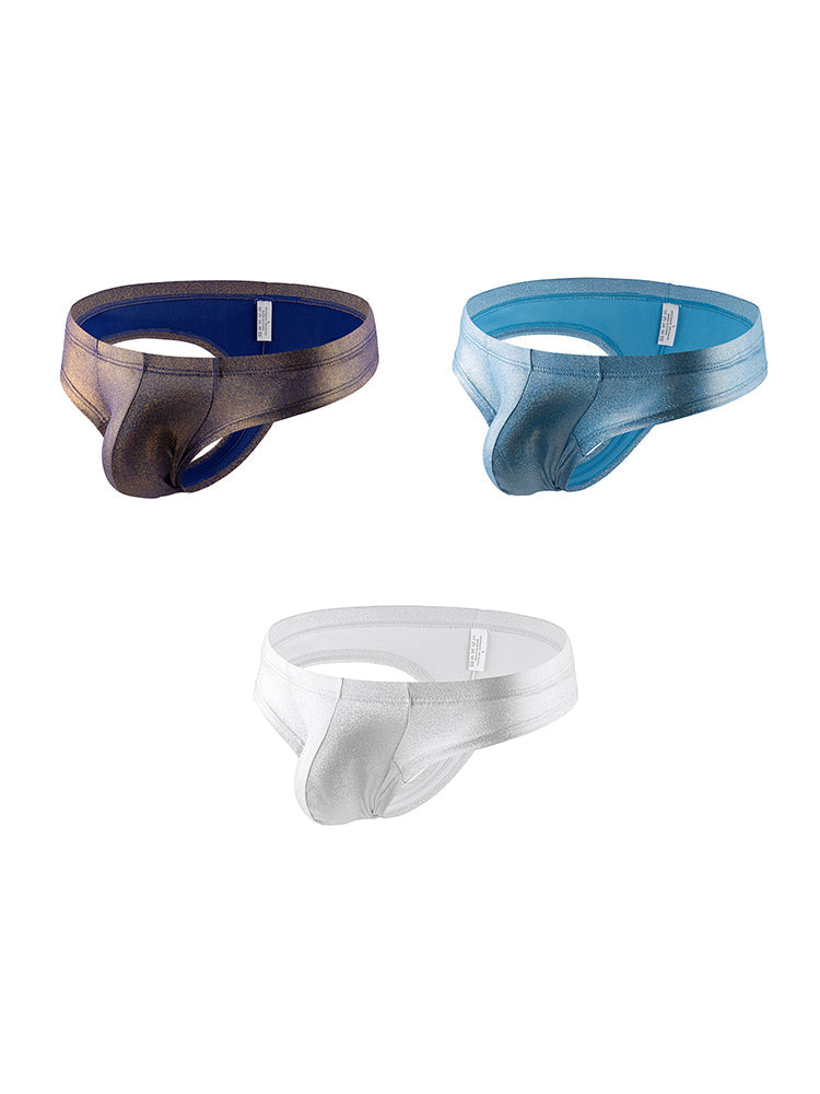 3 Pack Men's Sparkle Thongs in Solid Colors