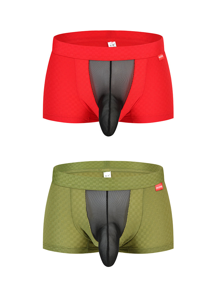 Men's Low-Rise Mesh Trunks – Breathable Nylon with 3D Pouch Support