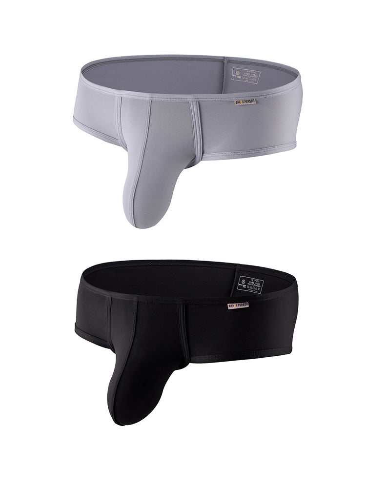 2 Pack Men's Low-Rise Contoured Pouch Stretch Fit Sporty Cut Trunks