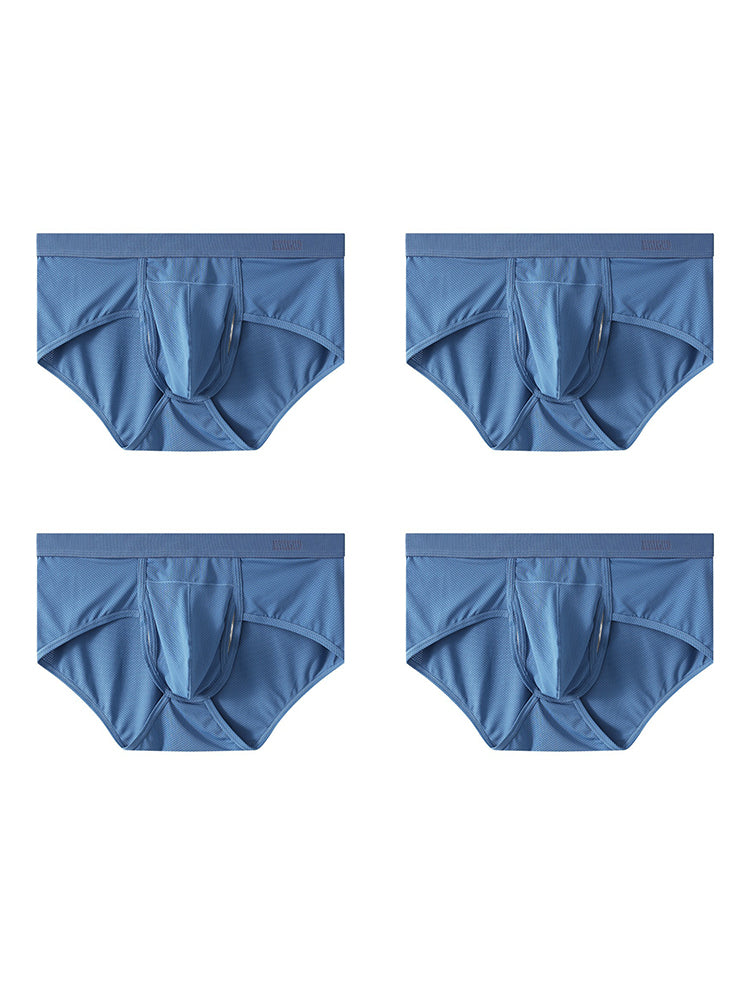 4 Pack Men's Large Pouch Separation Ice Silk Briefs