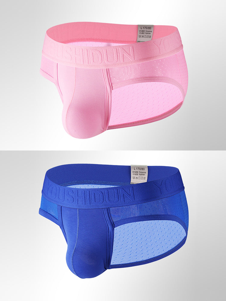 2 Pack Men's Low Rise Mesh Large Pouch U-convex Breathable Comfortable Briefs