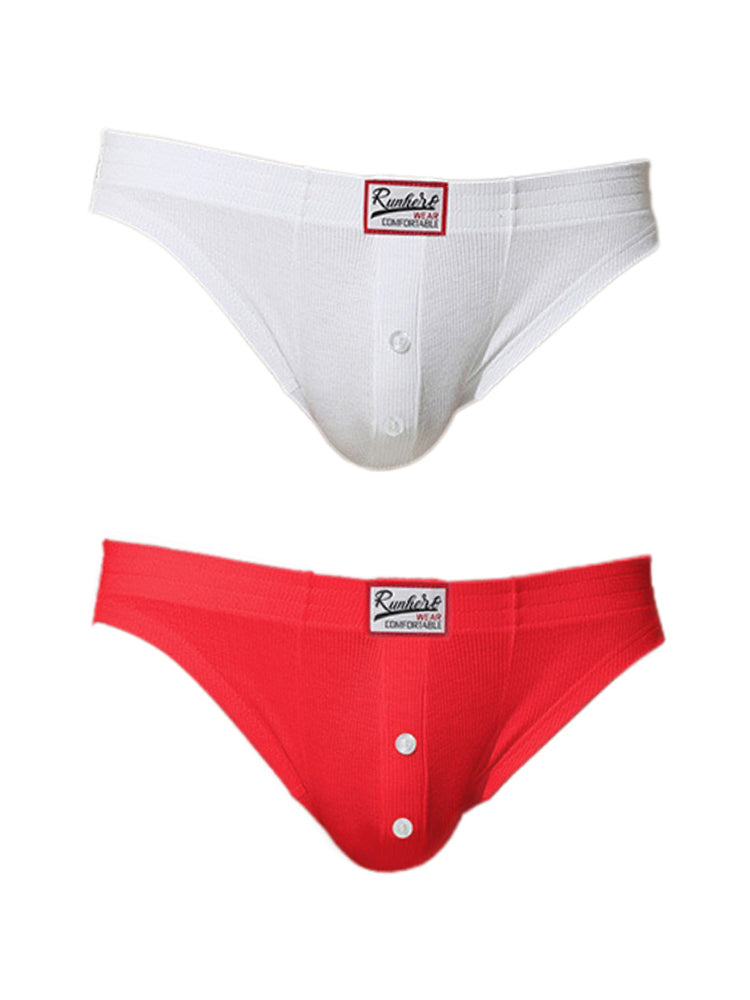 2 Pack Men's Premium Comfortable Fabric Low-Rise U-Shaped Button Fly Briefs