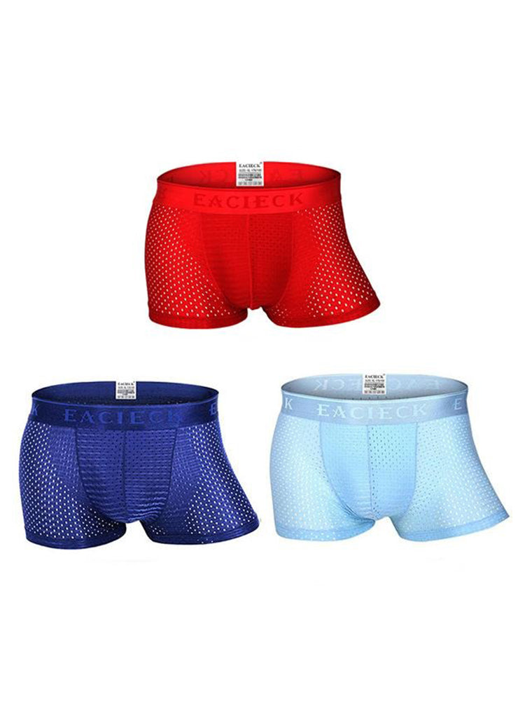 3Pcs Men's Mesh Thin Ice Silk Underwear