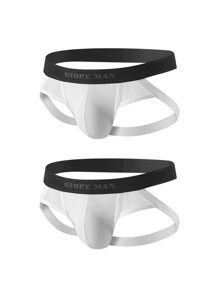 2 Pack Men's Low-Rise Ice Silk Breathable Mesh Jockstrap