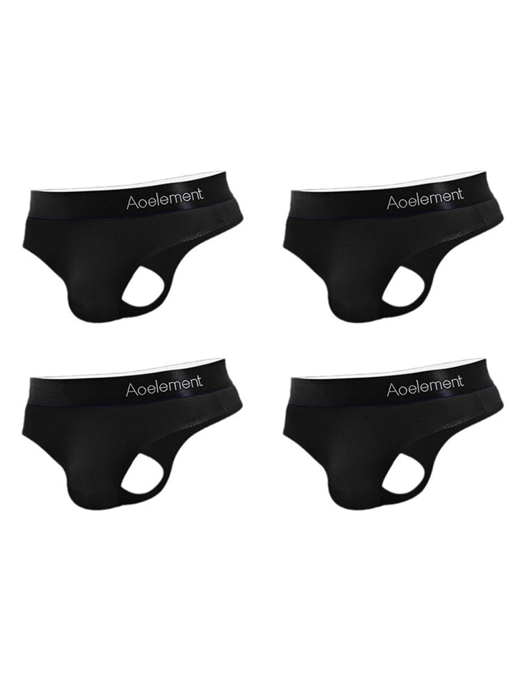 4 Pack Men's Low-Rise Stretchy U-Pouch Thongs