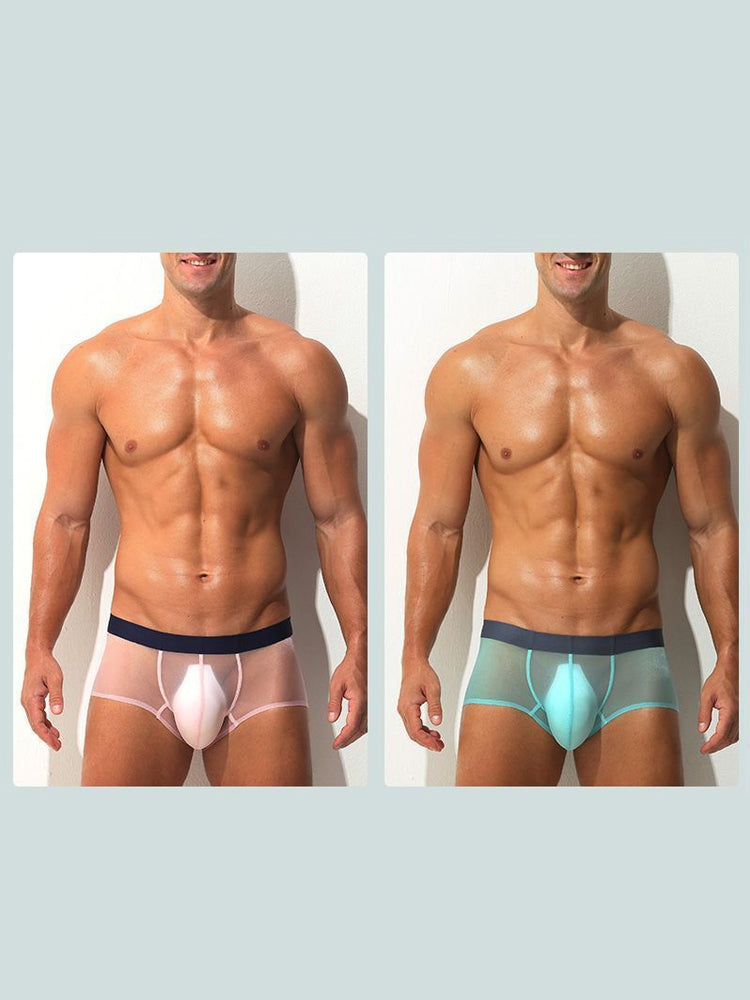 Men's Transparent Sexy Ice Silk Seamless Boxer Briefs
