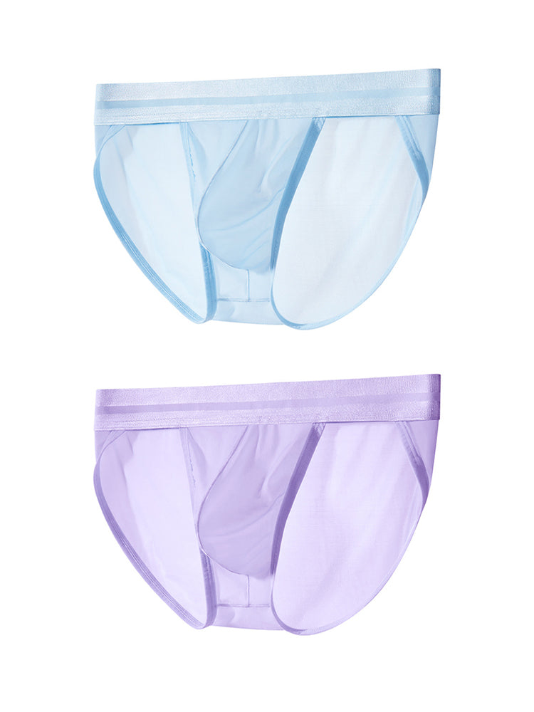 2 Pack Men's Ultra-Soft Ice Silk Quick-Dry Smooth Cooling Briefs