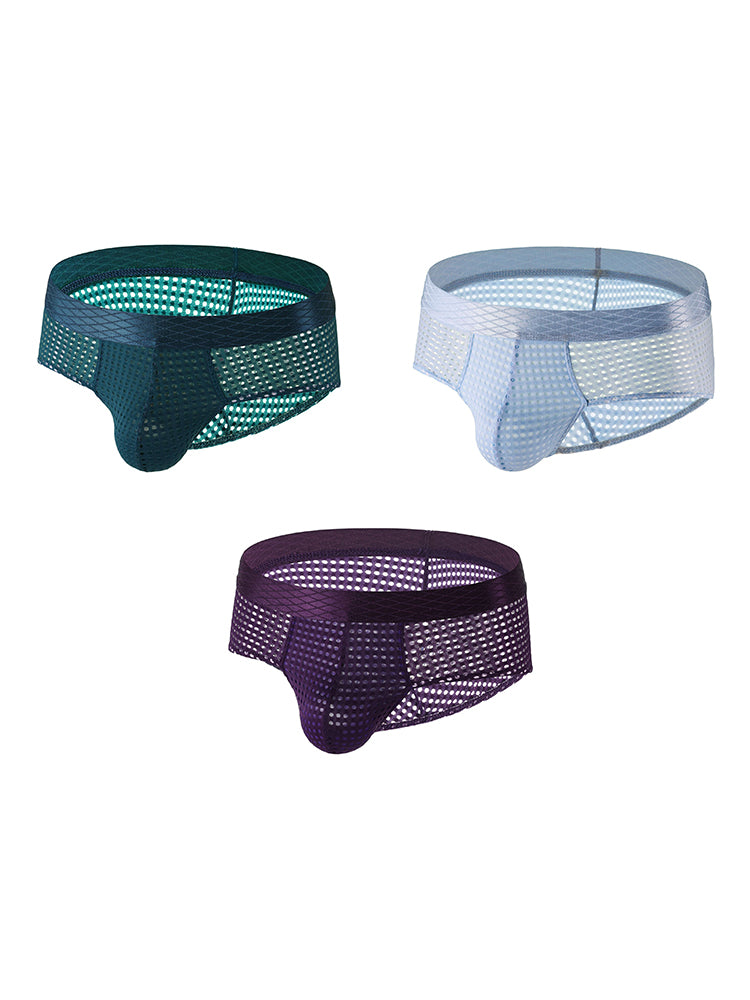 3 Pack Men's Quick-Dry Mesh Low-Rise Briefs