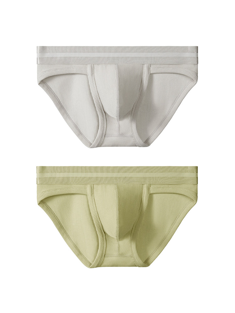 2 Pack Men's Waffle-Knit Cotton Separable Scrotum Support Briefs