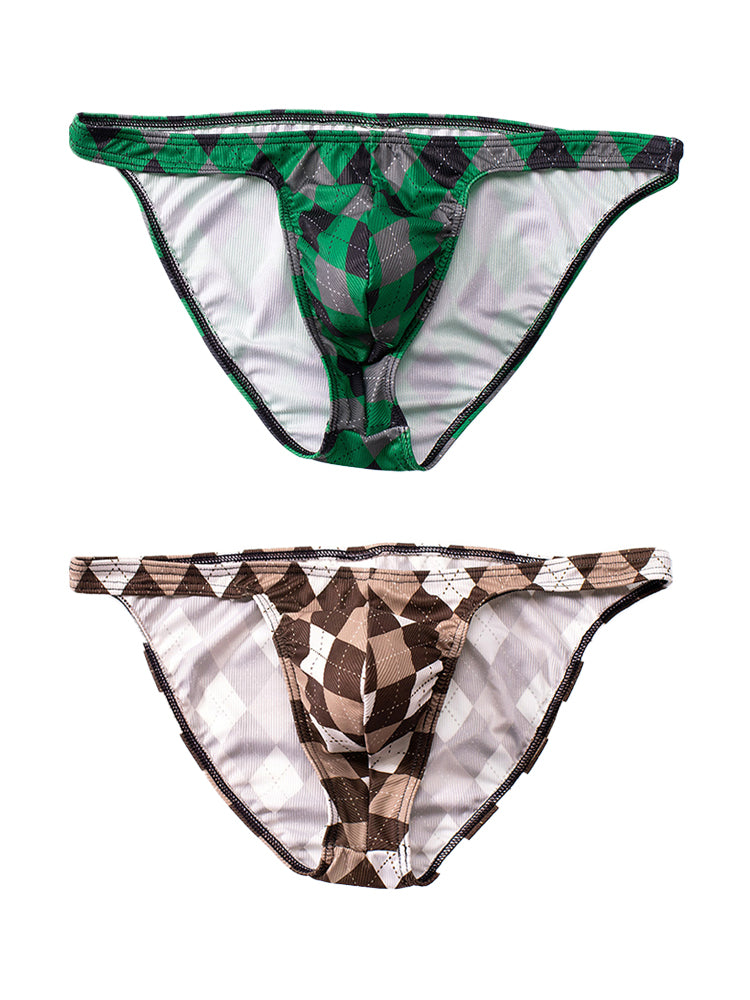 Rhombus Check Pattern Pouch Briefs