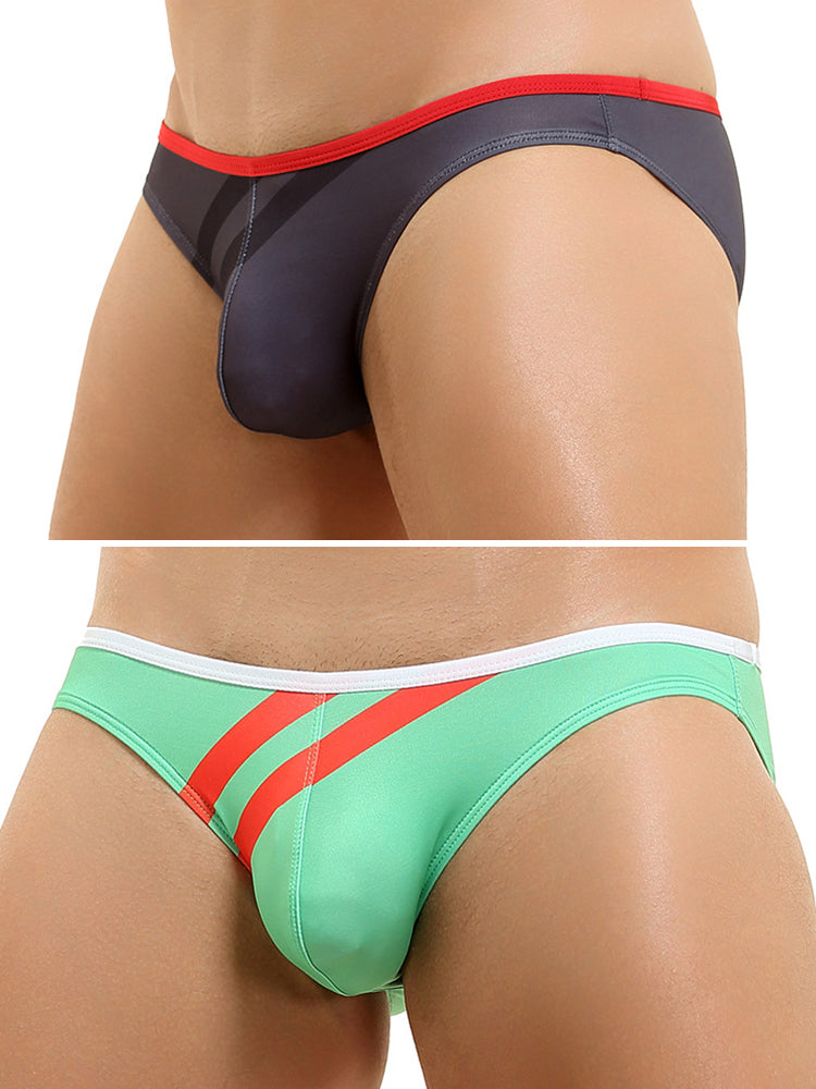 2 Pack Men's Low-rise Vibrant Stripe Bikini