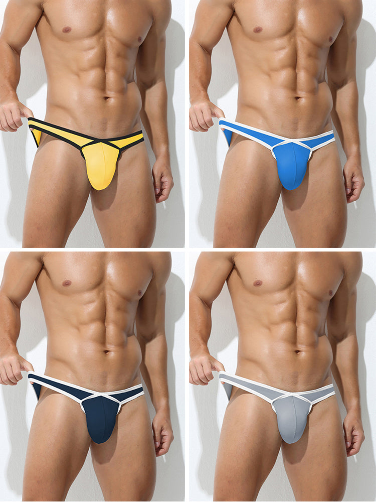 4 Pack Men's Low-Rise Sexy Narrow-Band Cooling U-Convex Breathable Comfortable Thong