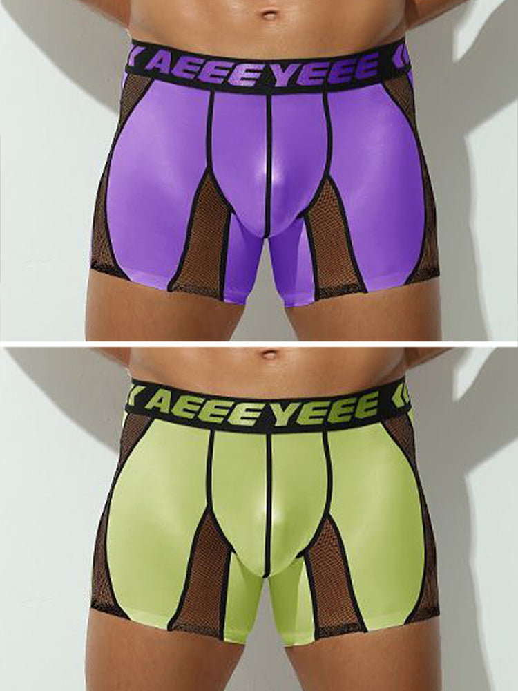 2 Pack Men's Workout Anti-Chafing Quick-Dry & Breathable Mesh Stretch Boxer Briefs