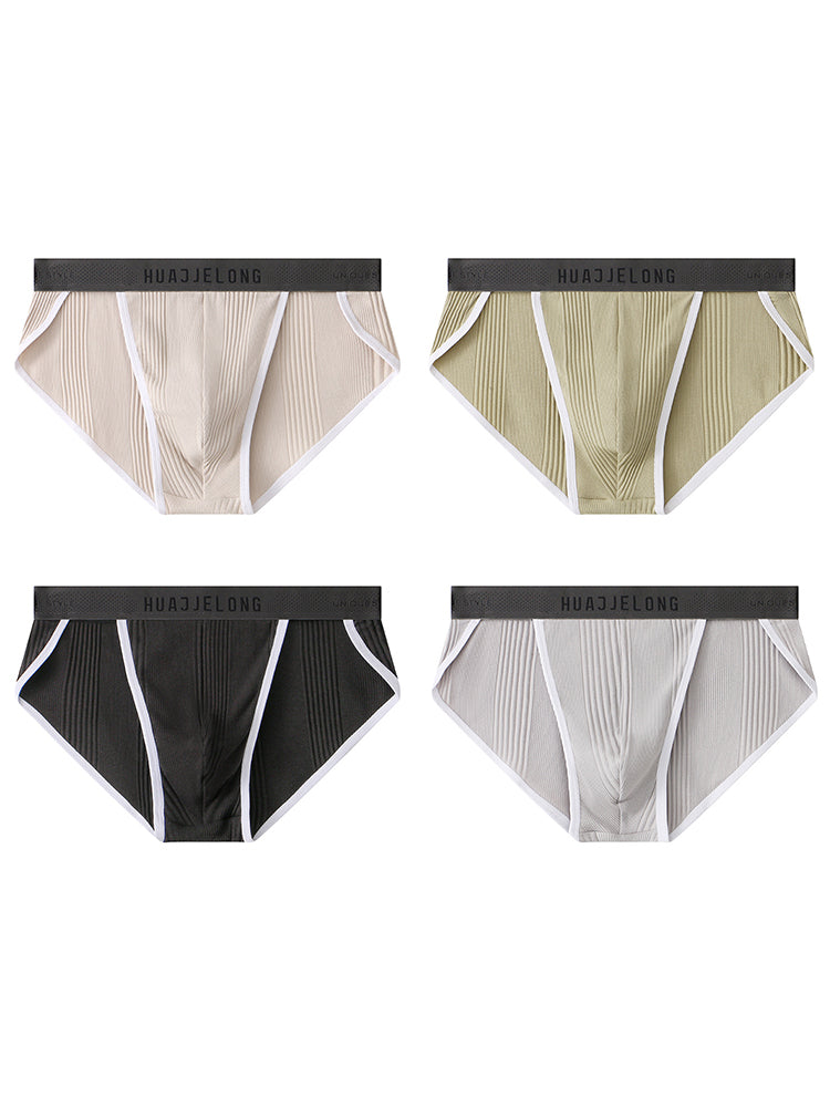 4 Pack Men's Solid Color Cotton Breathable Trendy Briefs