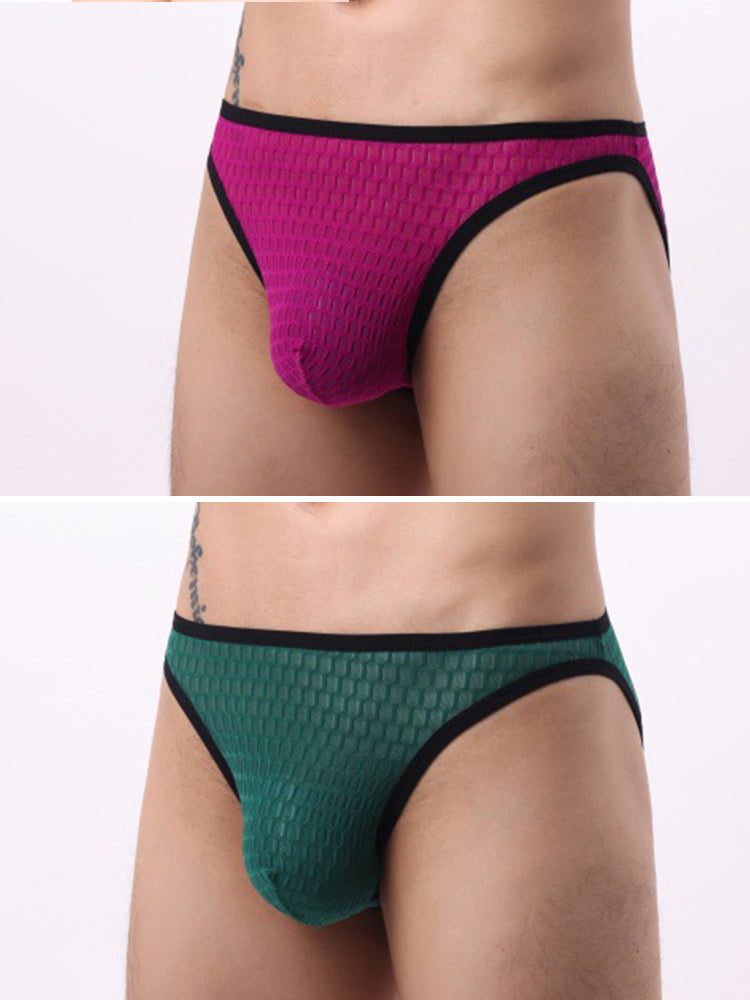 2 Pack Men's Solid-Color Checkered Briefs