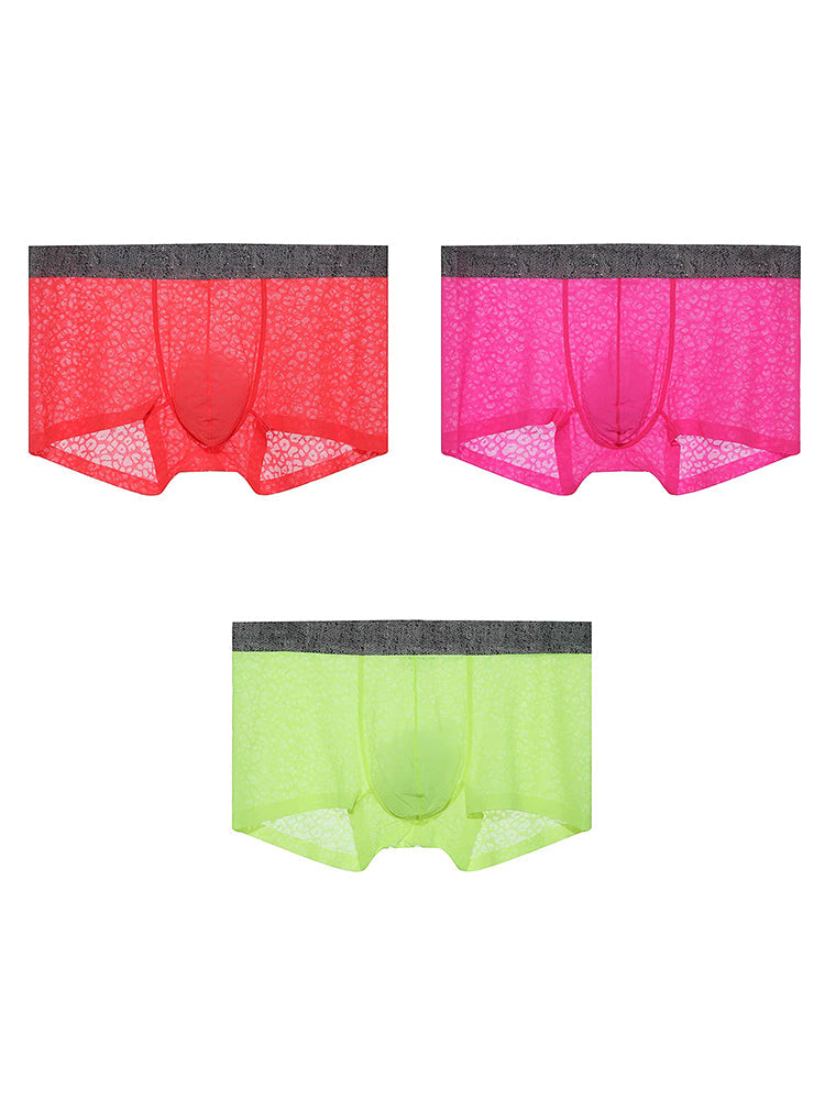 3 Pack Men's Lace Breathable Sweat-Wicking Trunks