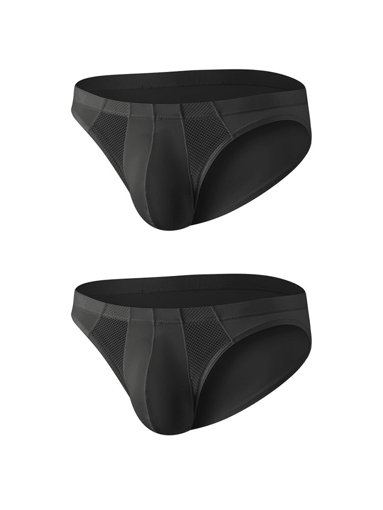 2 Pack Men's Sheer Mesh Low-Rise Sexy Ice Silk Briefs