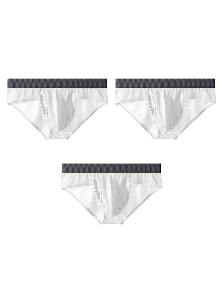 3 Pack Men's Ultra-Soft Breathable Mesh Ice Silk Briefs