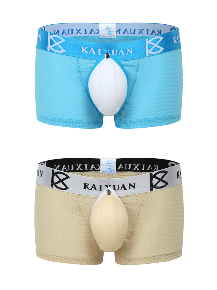 2-pack Men's Sexy Detachable Curled Cup Snap Hip Boxer Briefs