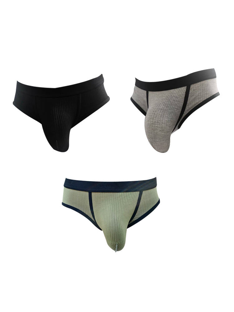 3 Pack Men's Seamless Comfort Large Supportive Pouch Sexy Low-Rise Briefs