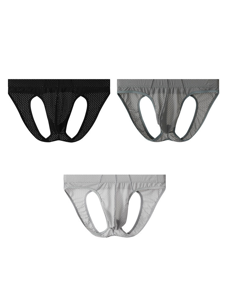3 Pack Men's Sexy Mesh Transparent Big Pouch Jockstrap