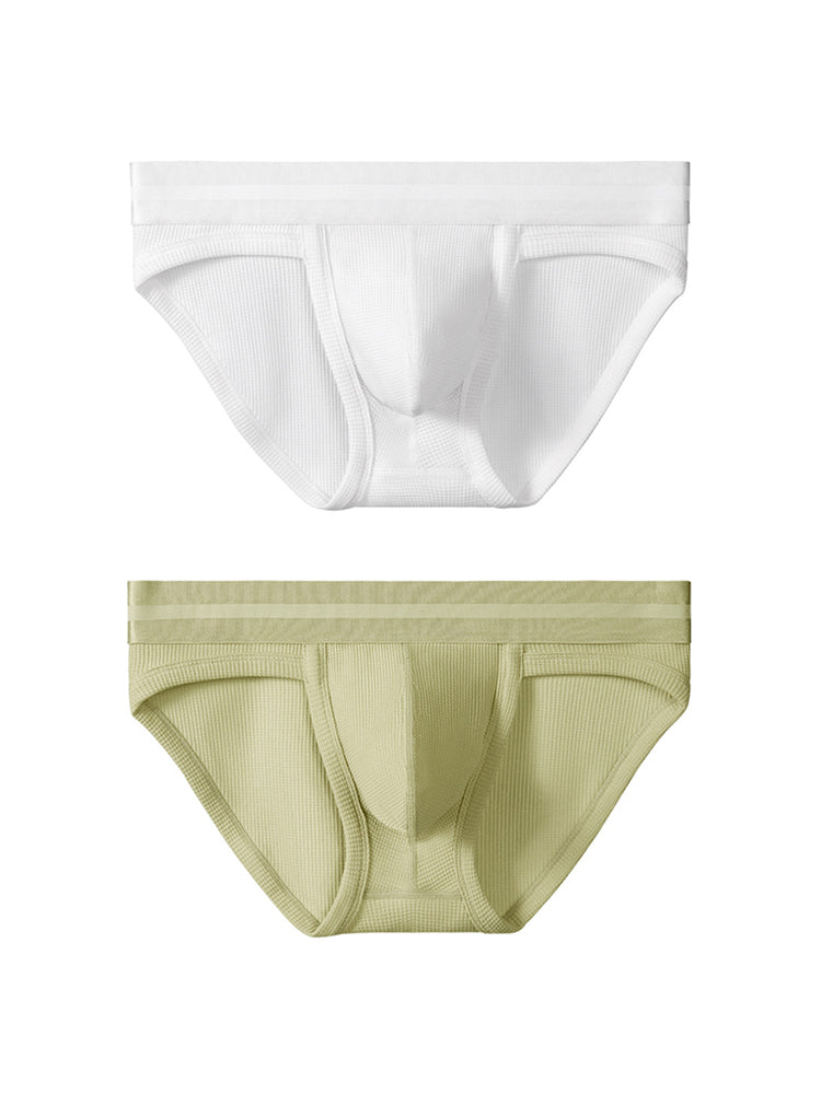 2 Pack Men's Waffle-Knit Cotton Separable Scrotum Support Briefs