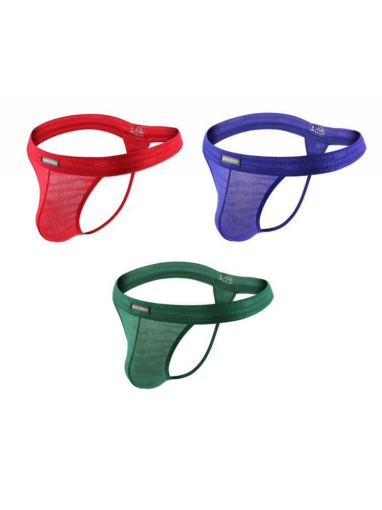 3-pack Men's Lace Obscure Embossed G-String Thong