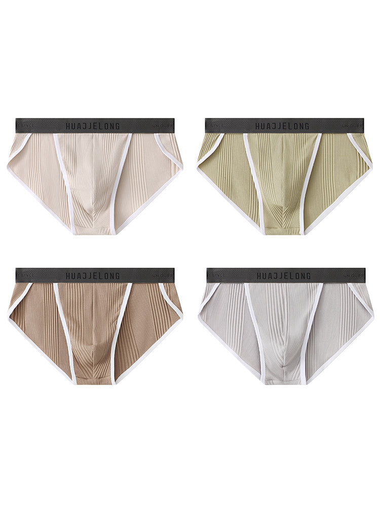 4 Pack Men's Solid Color Cotton Breathable Trendy Briefs
