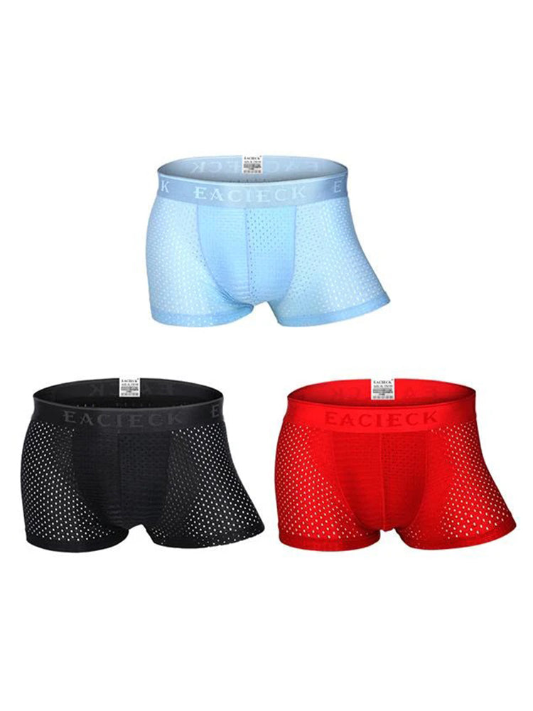 3Pcs Men's Mesh Thin Ice Silk Underwear