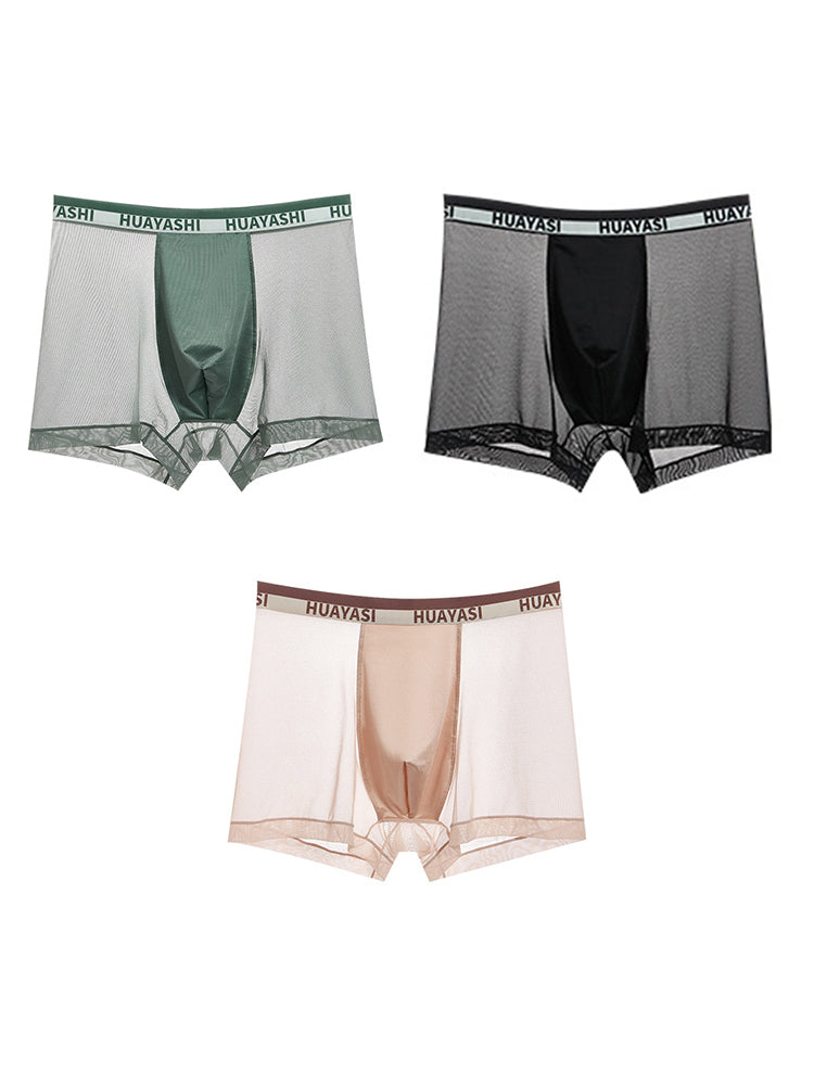 3 Pack Men's Ice Silk Seamless Breathable Quick-Drying Trunks