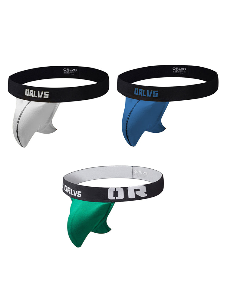 3 Pack Low-Cut Cotton Men's Thong with Enhanced Pouch