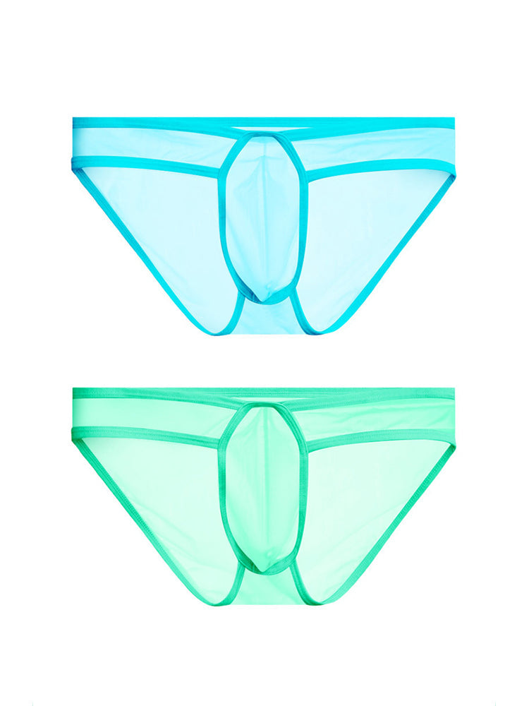 2 Pack Men's Ice Silk Breathable Sexy Low-Rise Anti-Odor Briefs