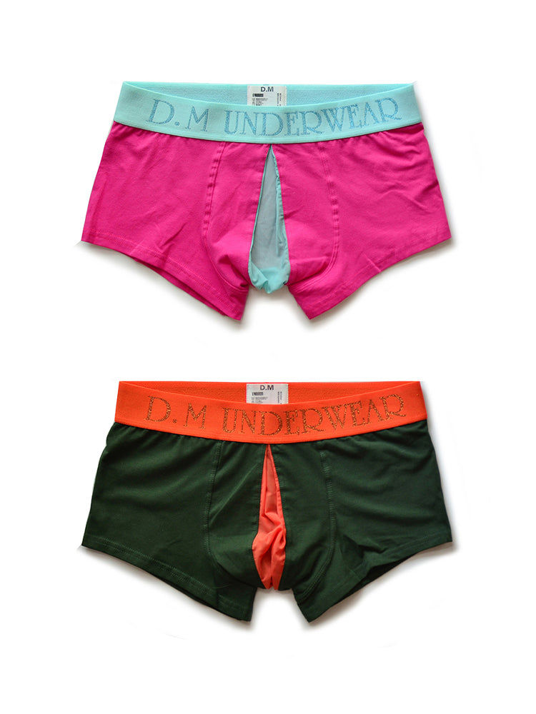 2 Pack Men's Mesh Transparent Open-Cut Cotton Mesh Trunks