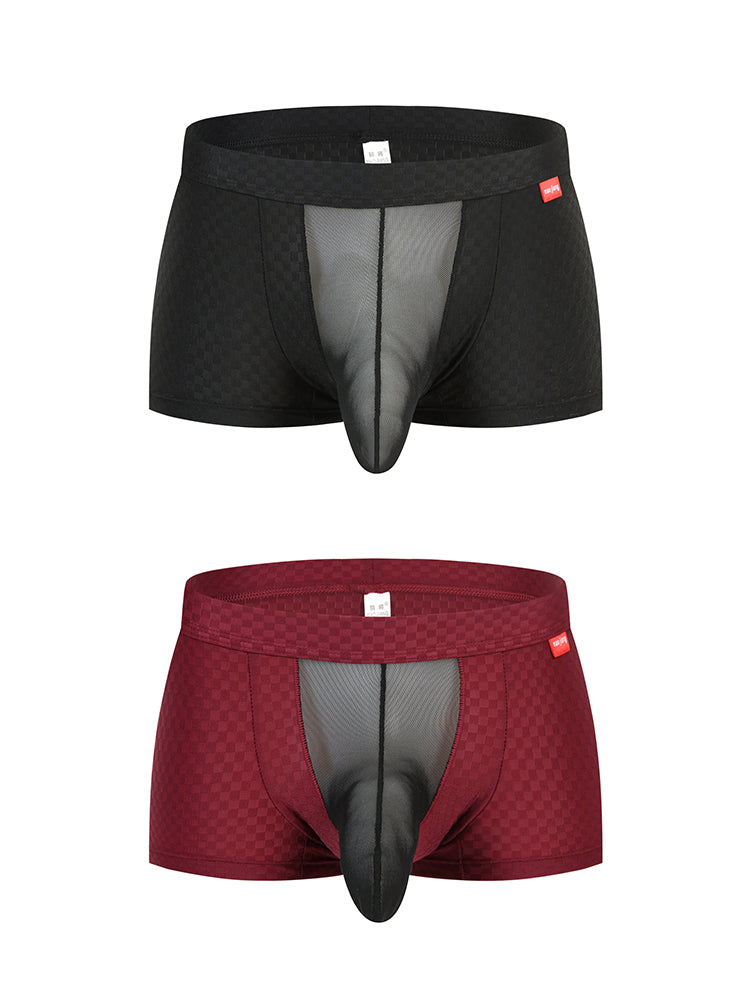 Men's Low-Rise Mesh Trunks – Breathable Nylon with 3D Pouch Support