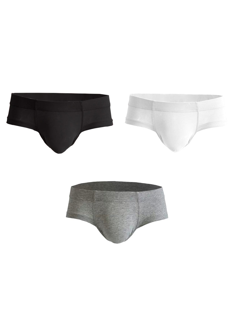 3 Pack Men's Cotton Solid U-Shaped Pouch Briefs