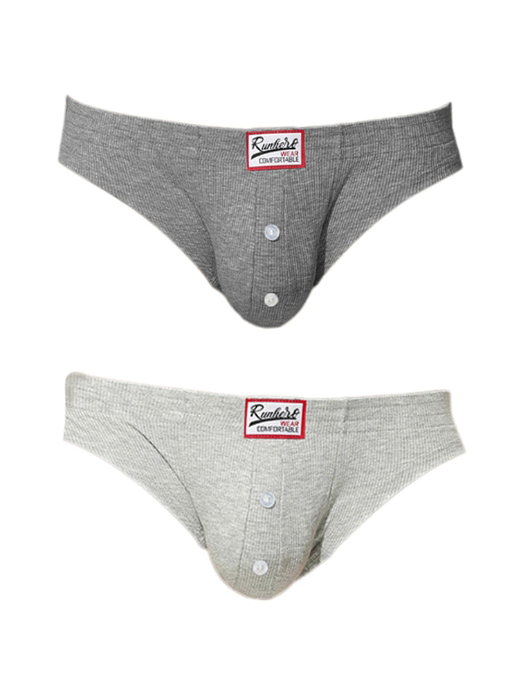 2 Pack Men's Premium Comfortable Fabric Low-Rise U-Shaped Button Fly Briefs