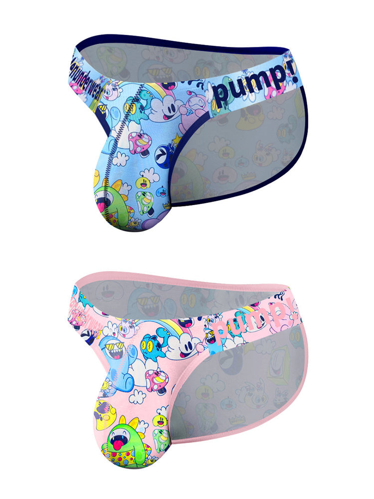 2 Pack Men's Cartoon High-Cut Breathable Bikini