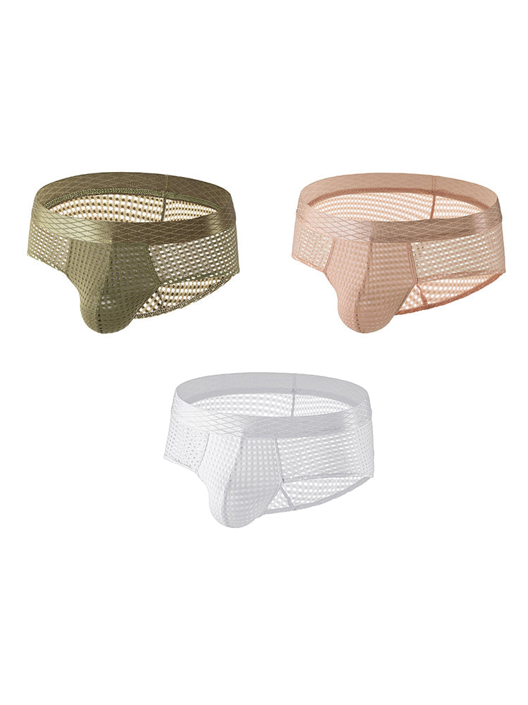 3 Pack Men's Quick-Dry Mesh Low-Rise Briefs