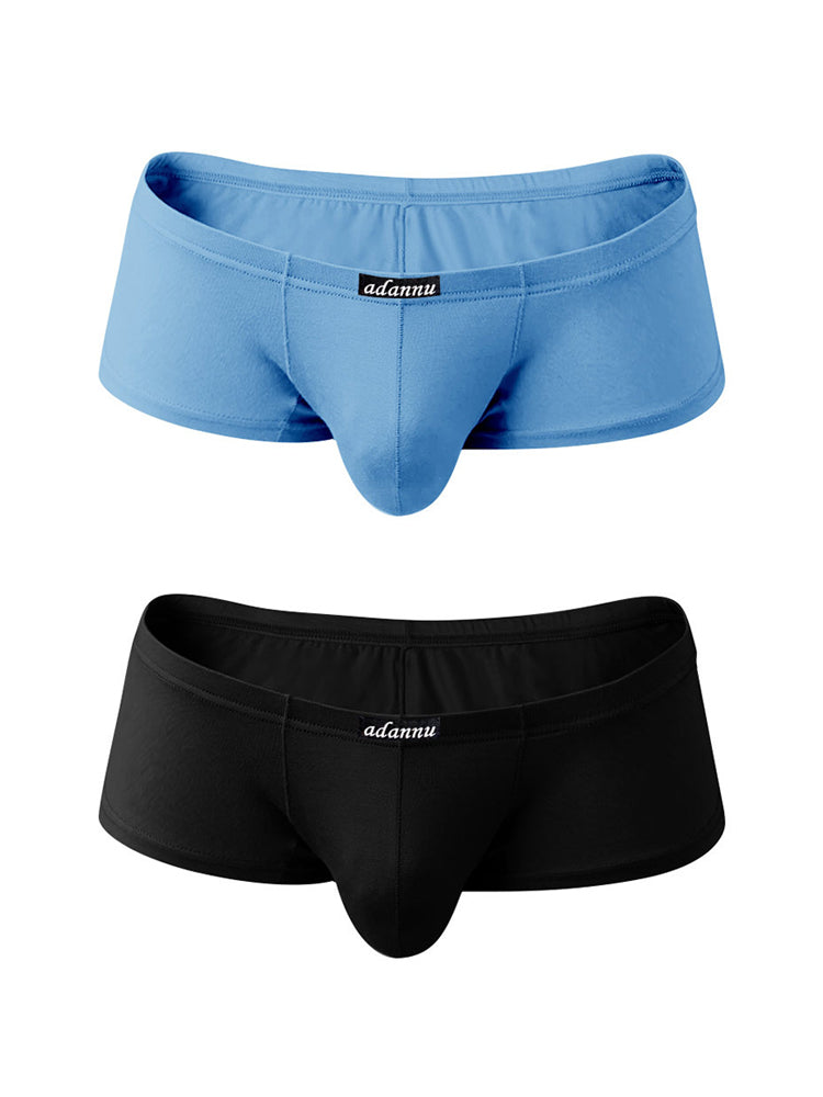 2 Pack Men's Sexy Low-rise Roomy Pouch Trunks