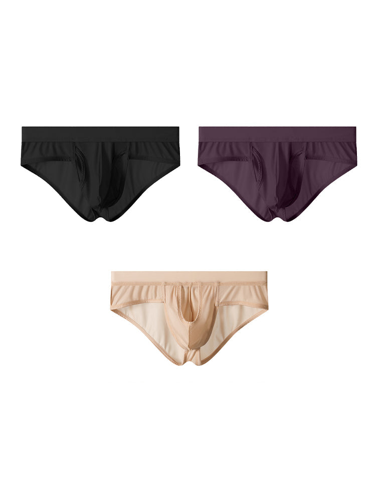 3 Pack Men's Fly Opening Supportive Pouch Stretch Premium Briefs