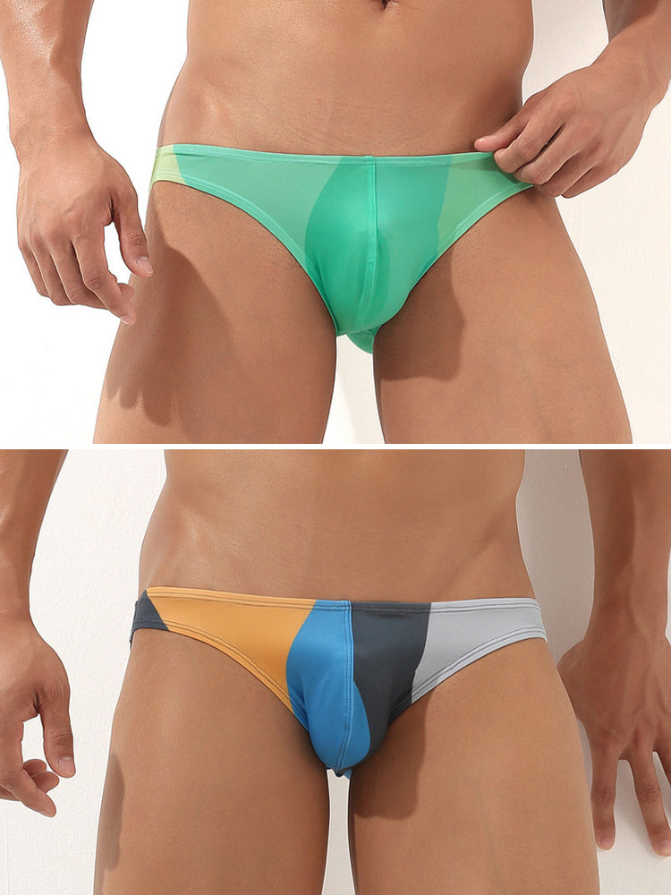 2 Pack Men's Low-Rise Color-Blocking Bikini