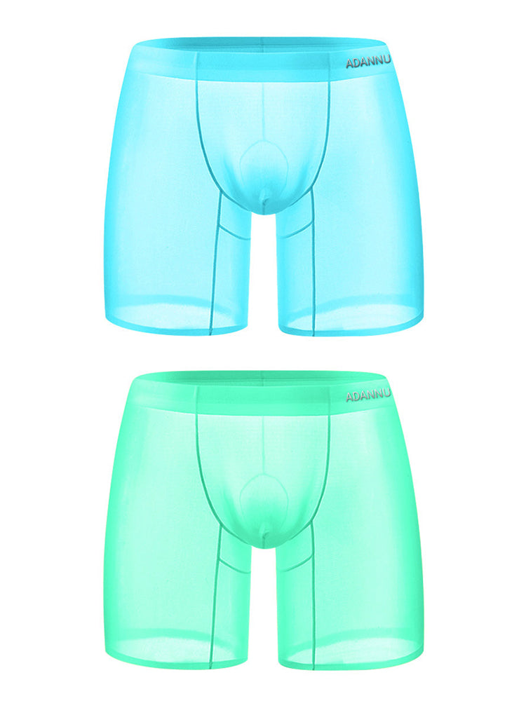 2 Pack Men's Ultra-Thin Breathable Semi-Transparent Pouch Midway Briefs