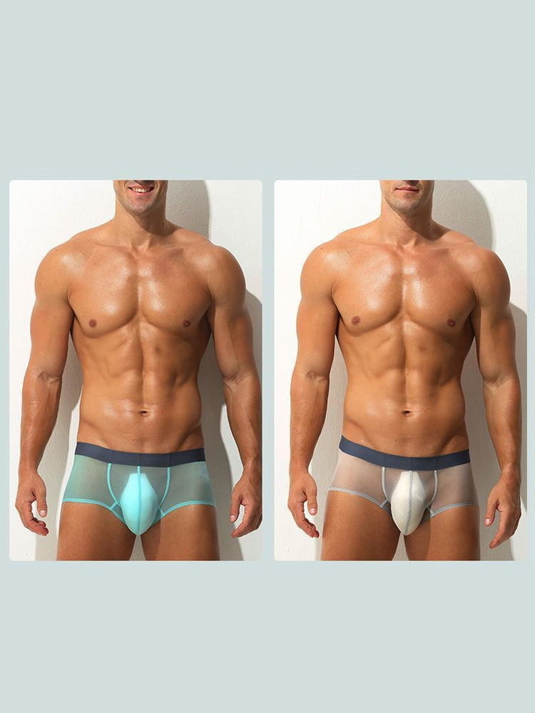 Men's Transparent Sexy Ice Silk Seamless Boxer Briefs