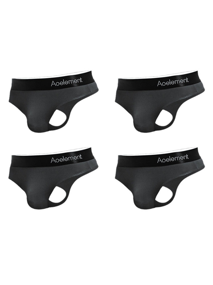4 Pack Men's Low-Rise Stretchy U-Pouch Thongs