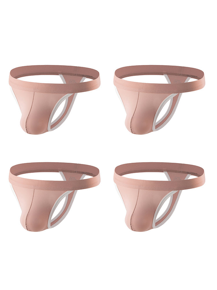 4 Pack Men's Mid-Rise Summer Ice Silk Mesh Thongs