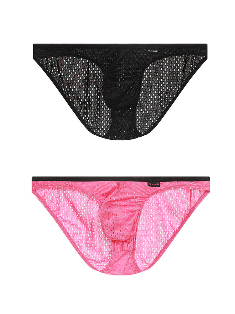 Men's Low-rise Mesh U-shaped Convex Pocket Sports Briefs