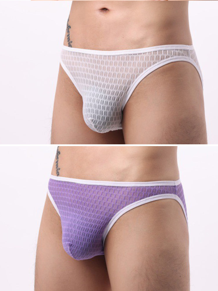 2 Pack Men's Solid-Color Checkered Briefs