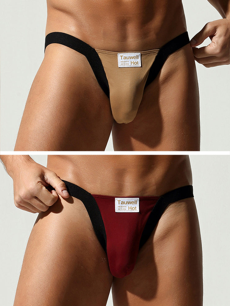 2 Pack Men's Ultra-Soft Cotton Low-Rise Sexy Anti-Chafing Stretch Jockstrap