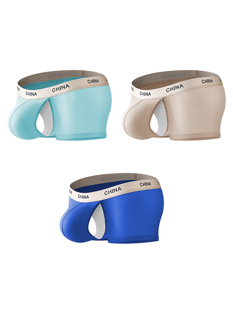 3 Pack Men's Ice Silk Bare-Sensation Breathable Lightweight Separating Trunks